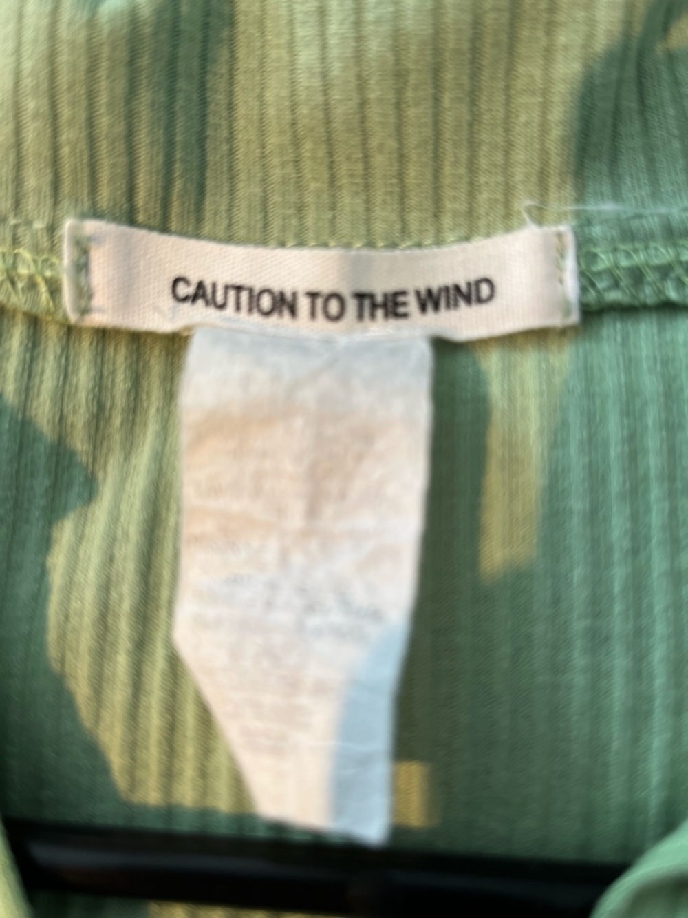 Caution To The Wind Light Sage Ribbed Collared Drawstring Crop Top - Picture 3 of 3